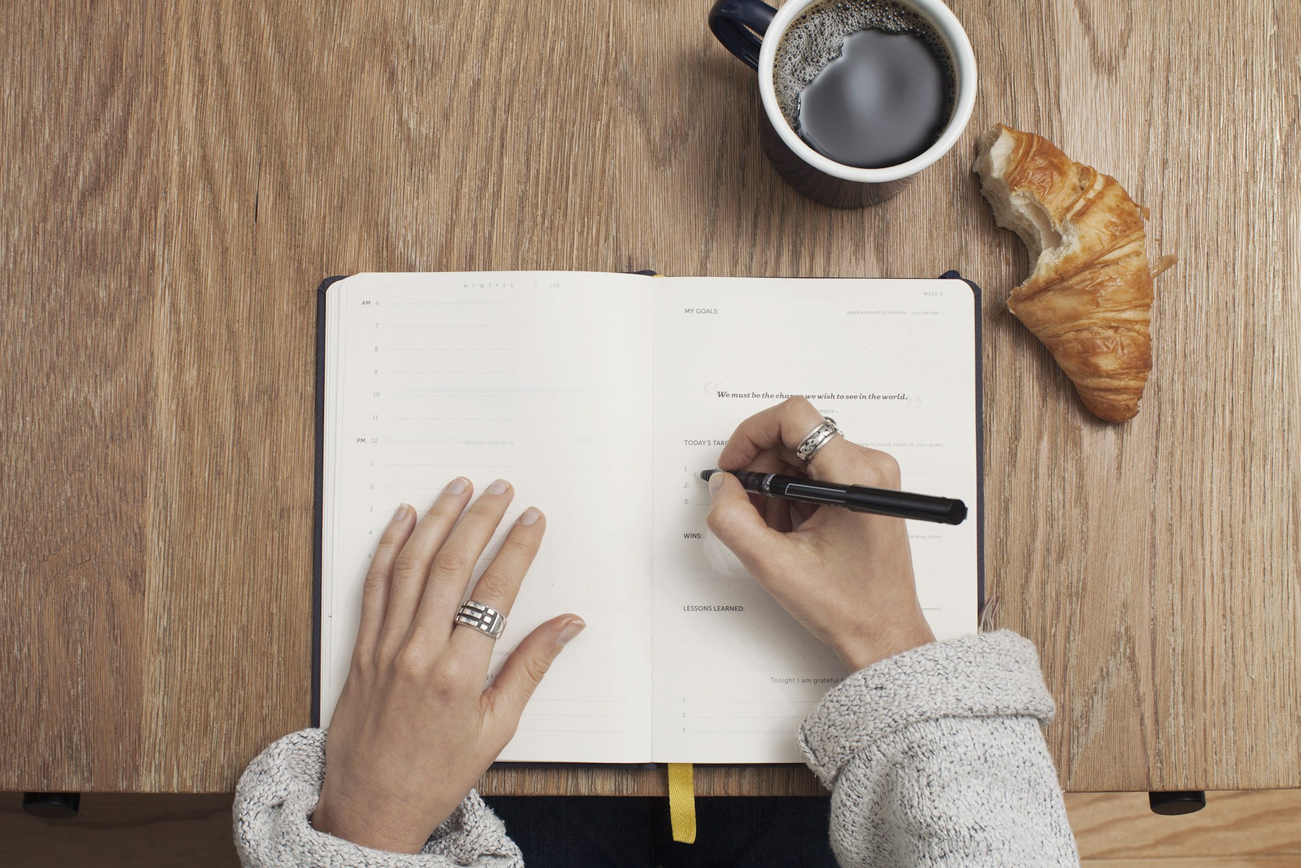 Reading notes, desk items and a notebook